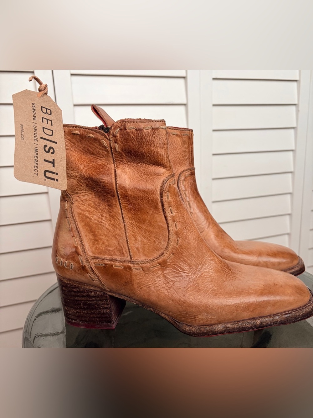 BED|STU Merryli Rustic Tan Leather Ankle Boots US size8, new without box